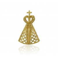 Pingente Nossa Senhora Trabalhada 11mm Em Ouro 18k